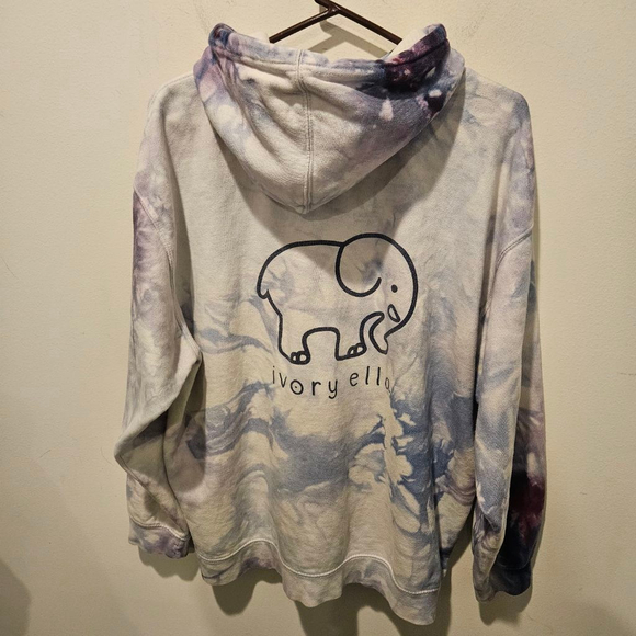 Women's Ivory Ella Tie-Dye Hoodie XL White Blue Purple - Picture 7 of 8